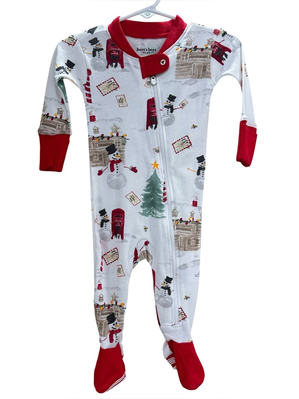 Burt's Bees Baby Snowman Holiday Sleeper Organic Cotton 0-3 Months NWT